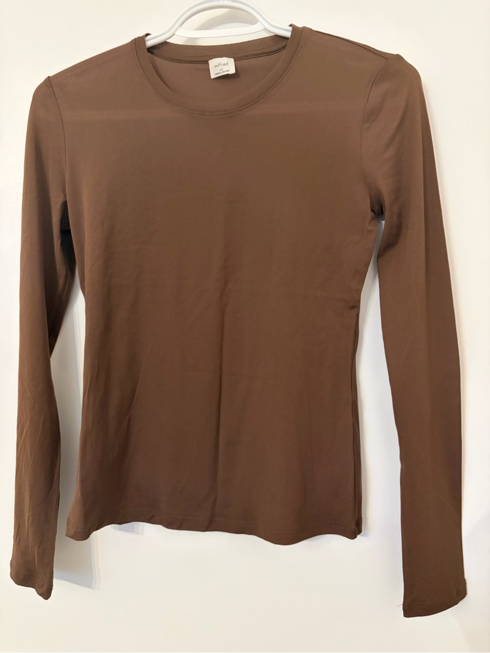 Wilfred Brown Long-Sleeve Sheer Crewneck Tee